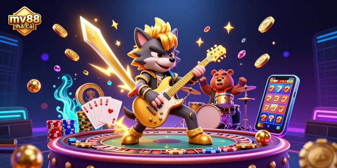 Experience thrilling gameplay at mv88 nhà cái with vibrant 3D illustration of casino excitement.