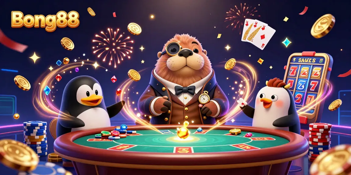 Bong88 showcases thrilling underwater poker with a jolly walrus and exciting gaming elements.