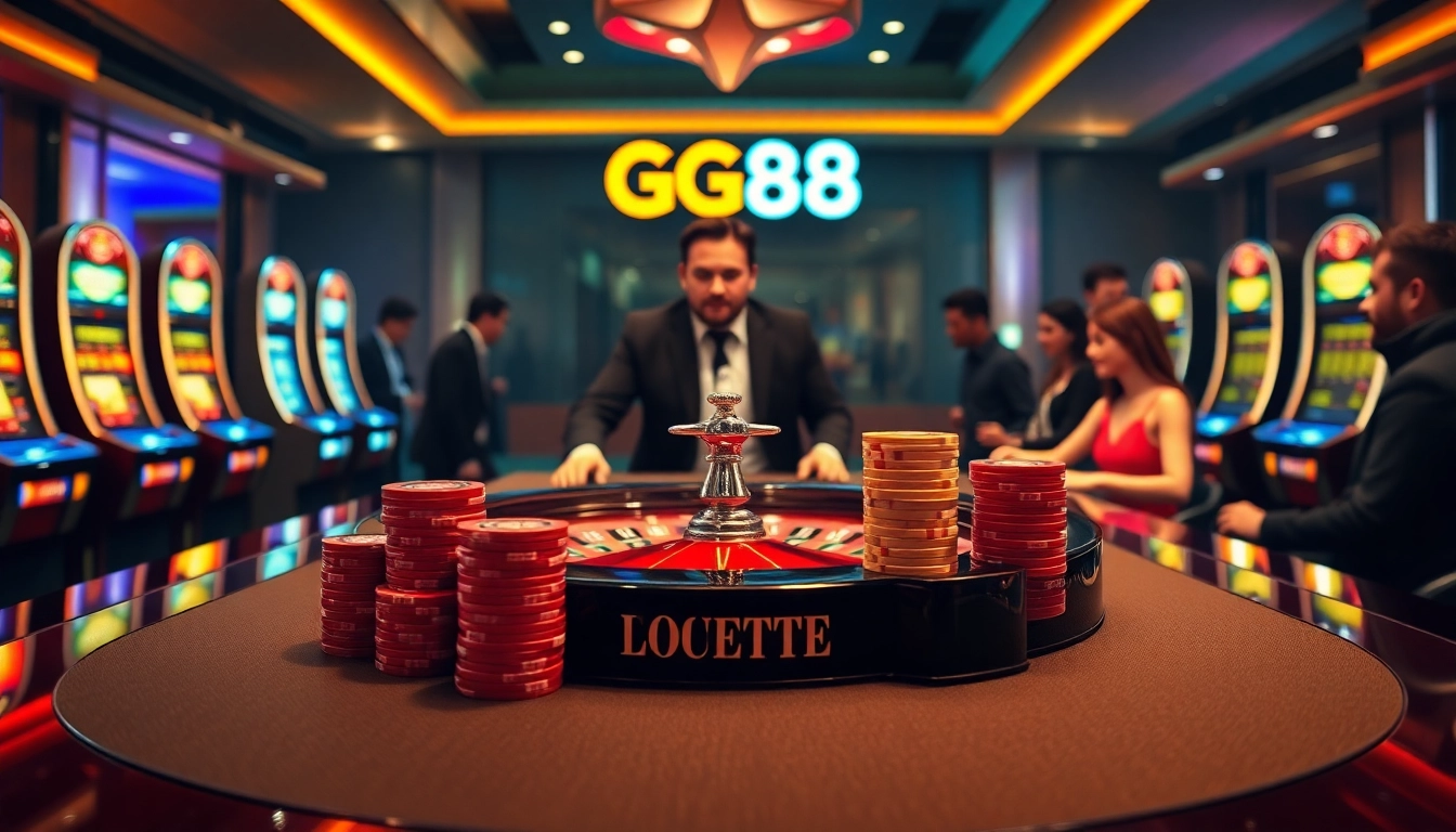 Players enjoying roulette at GG88 casino, showcasing excitement and luxury in gaming.