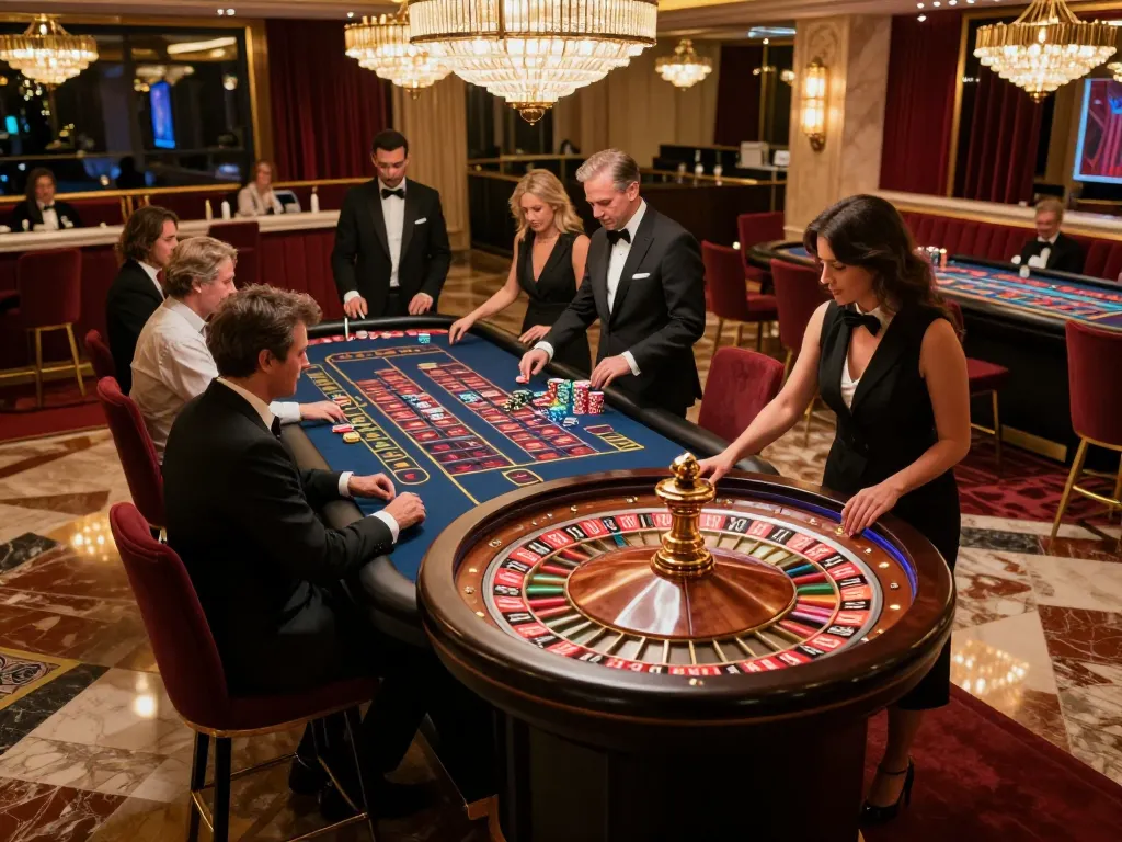 Experience the excitement of betting at TR88.bio with players engaged at a vibrant roulette table.
