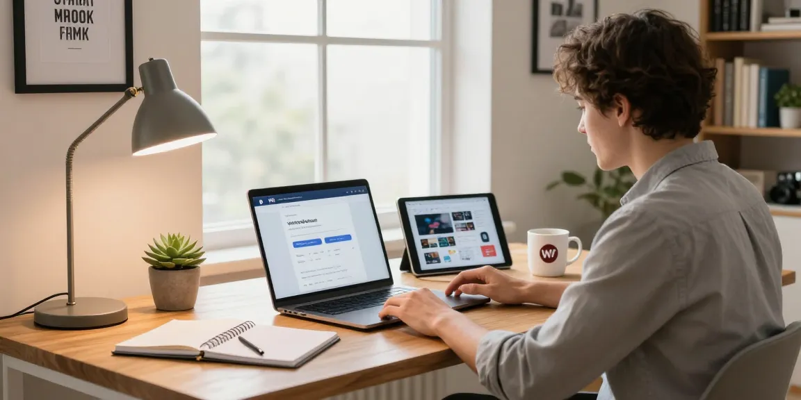 WPS Download in a modern home office showcasing productivity tools and a sleek workspace