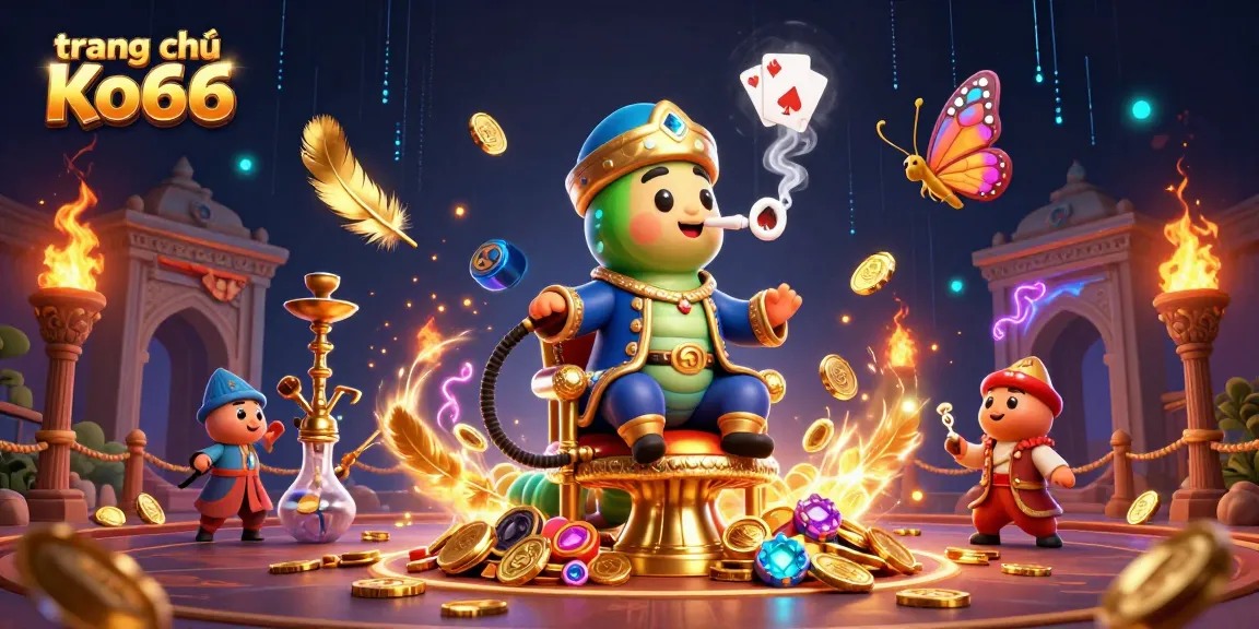 Experience the vibrant action at trang chủ Ko66 with a 3D cartoon caterpillar in a thrilling casino scene.