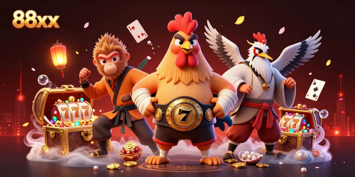 Experience the thrill at 88xx casino with vibrant slot games and engaging characters.