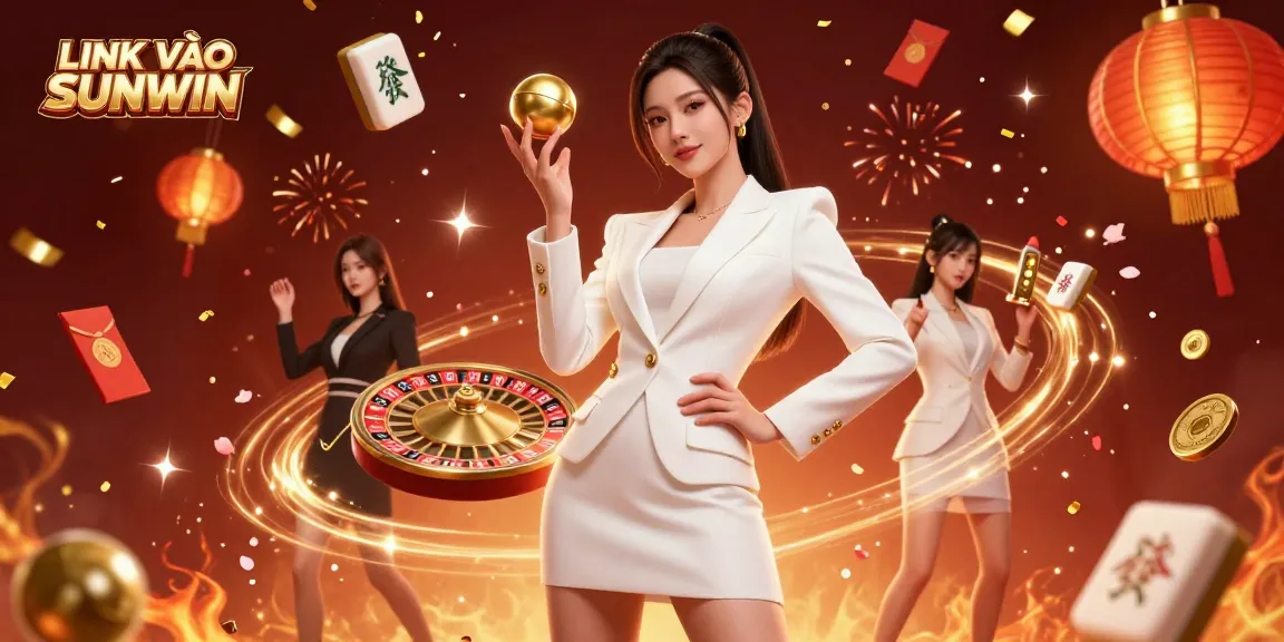 Spin and win with LINK VÀO SUNWIN in this vibrant online casino illustration.