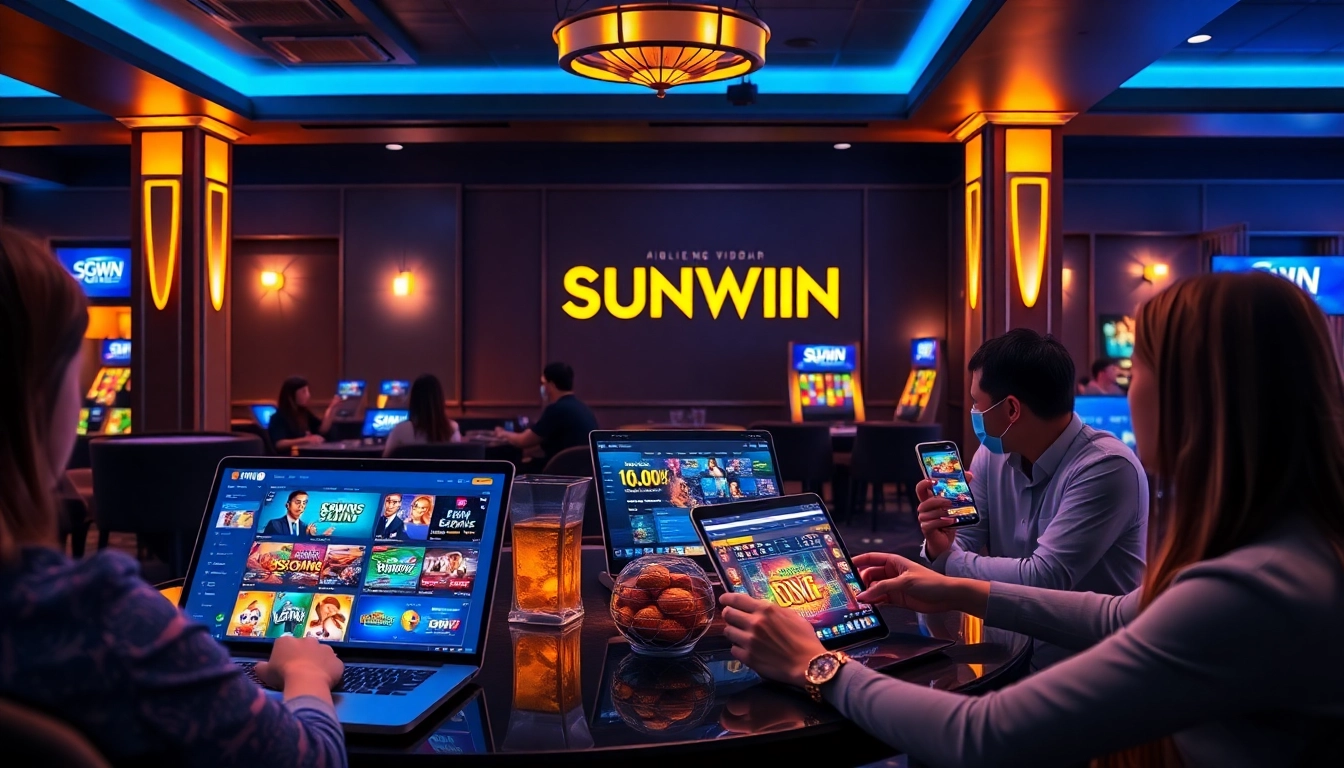 SUNWIN online gambling scene with enthusiastic players engaging in various games
