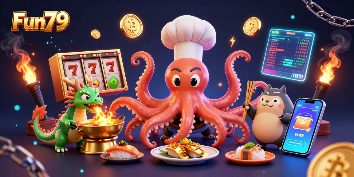 Experience thrilling gaming at Fun79 with vibrant characters and golden casino elements.