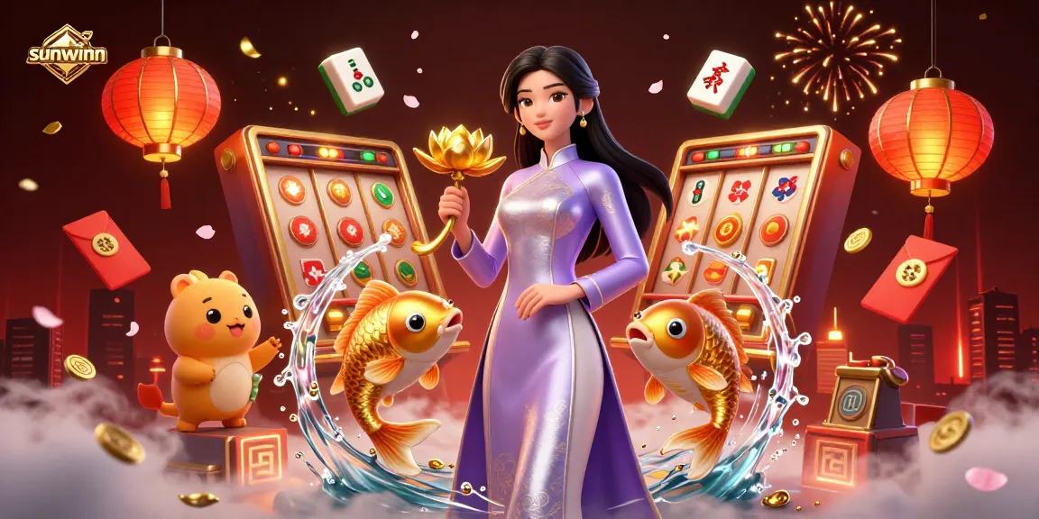 Play slots and win with sunwinn in this vibrant casino scene of fortune and fun.