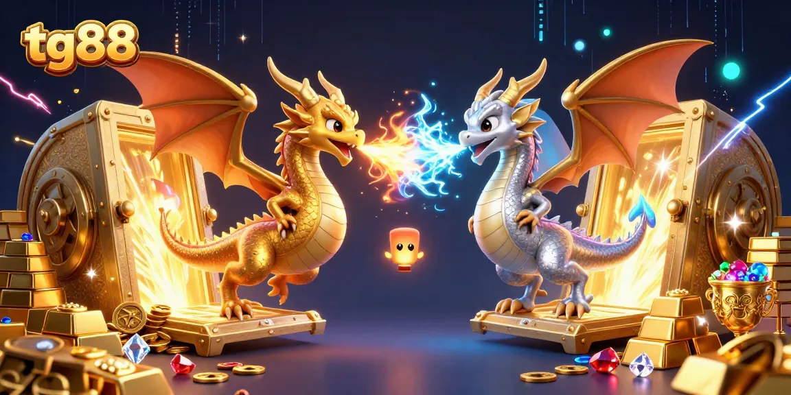 Engage in exciting gaming adventures with tg88's vibrant casino visual featuring dragons and treasures.