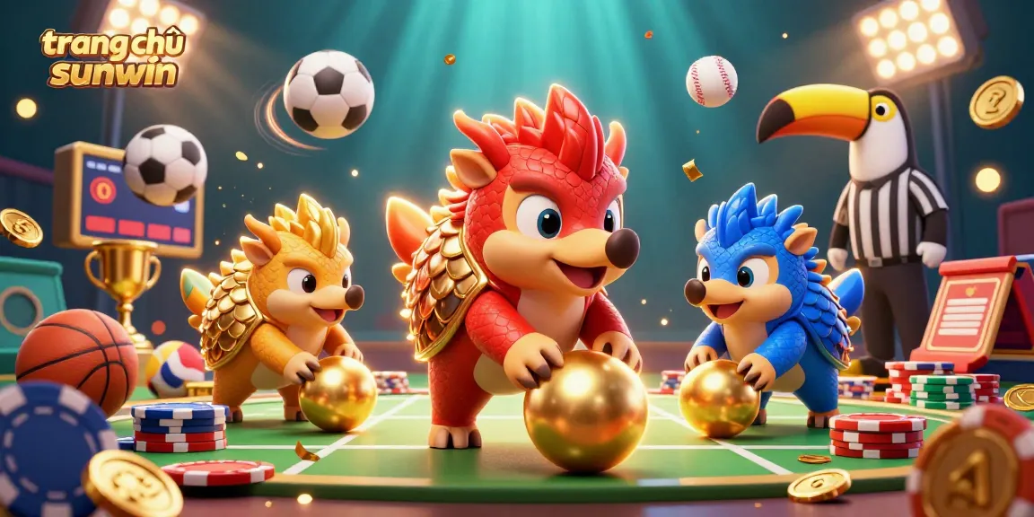 Experience the thrill of trang chủ sunwin with dynamic pangolins rolling through poker chips in a vibrant casino scene.