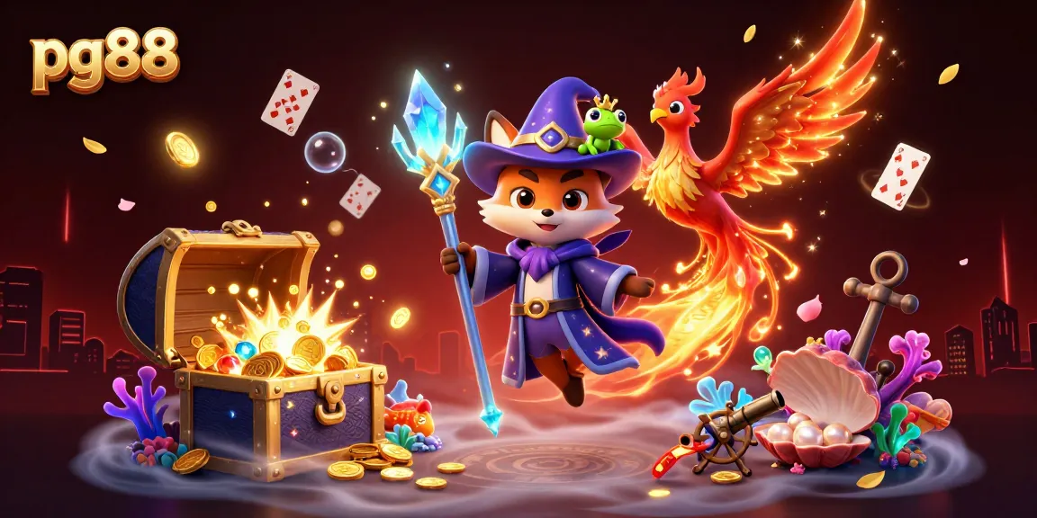 pg88 players enjoying immersive gaming experiences with unique characters in vibrant casino illustration