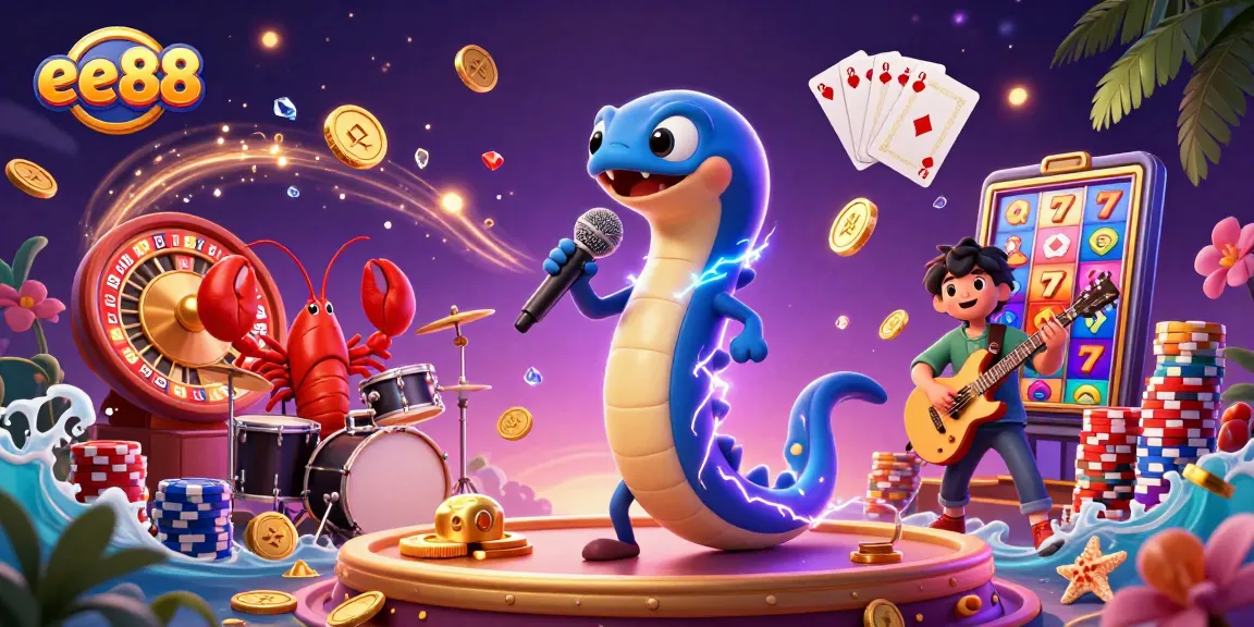 Experience the vibrant underwater casino scene with the electric eel DJ and the essence of ee88.
