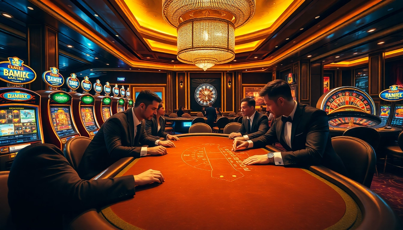 Experience the thrill of casino gaming at https://lucky88ai.net/ with players engaging at a poker table amidst luxe surroundings.