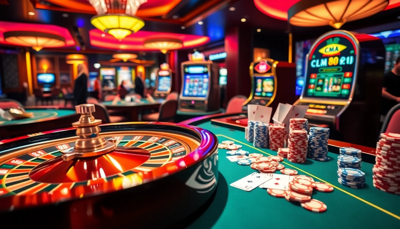 Players enjoying the thrill of betting at CM88's luxurious casino tables.