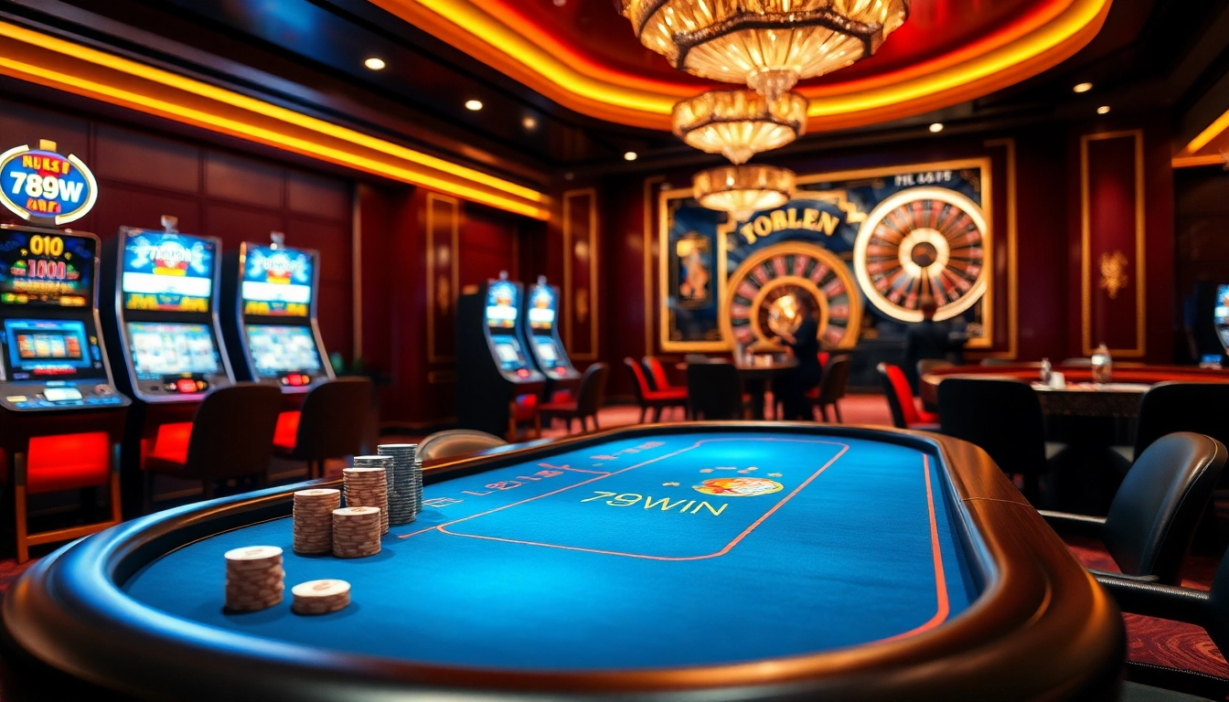 Players engaged at a vibrant 789win tài xỉu table in a luxurious casino setting.