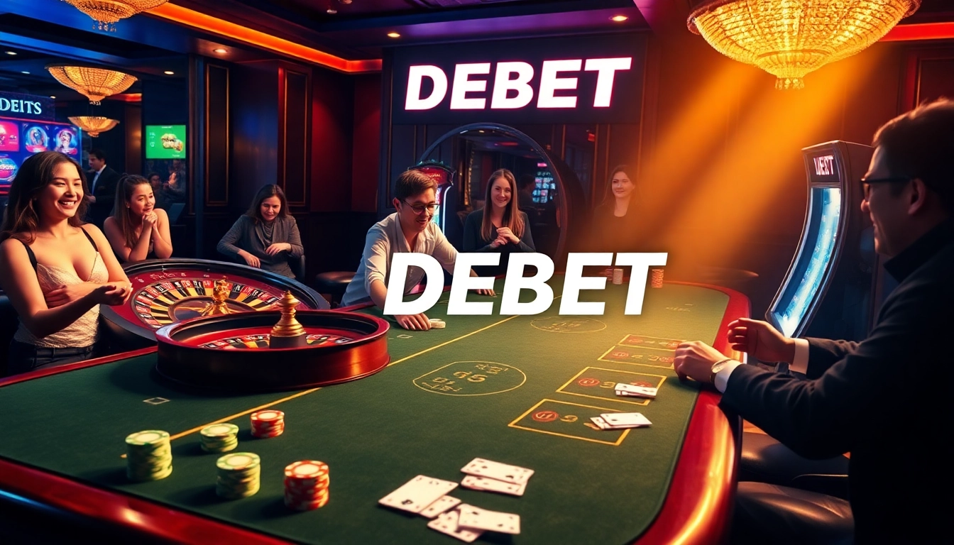 Experience gambling excitement at DEBET casino with vibrant poker and roulette games.