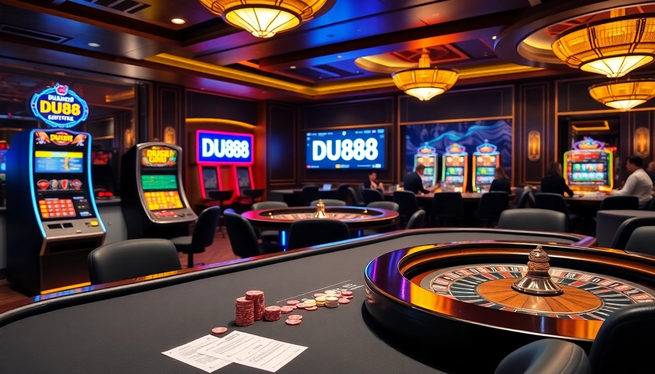 Players engaged in strategic bets at a luxury casino featuring DU88 elements.